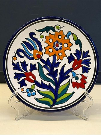 Prato de Parede PP - Tunísia - Decorativo - Cerâmica - Pintado à mão - Colorido