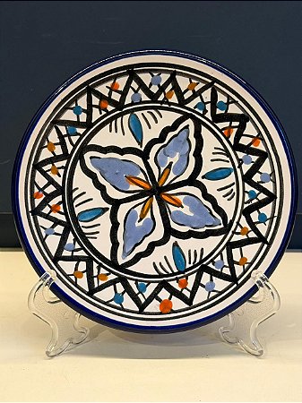 Prato de Parede PP - Tunísia - Decorativo - Cerâmica - Pintado à mão - Colorido