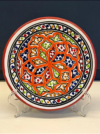 Prato de Parede PP - Tunísia - Decorativo - Cerâmica - Pintado à mão - Colorido