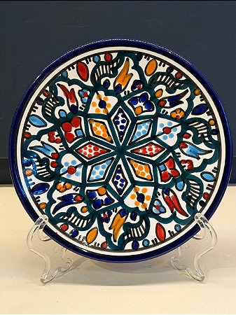 Prato de Parede PP - Tunísia - Decorativo - Cerâmica - Pintado à mão - Colorido