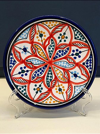 Prato de Parede PP - Tunísia - Decorativo - Cerâmica - Pintado à mão - Colorido