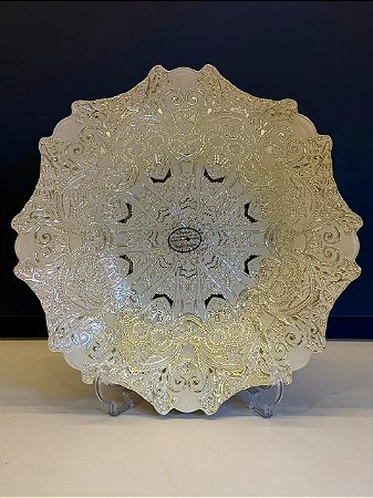 Centro de Mesa em Vitral - Branco e Prata - Grande