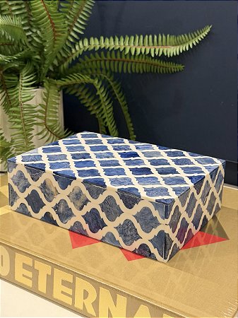 Caixa Decorativa - Osso - Azul - 18X13