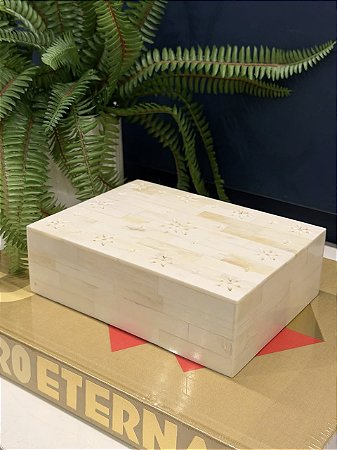 Caixa Decorativa - Osso - Bege - 18X13