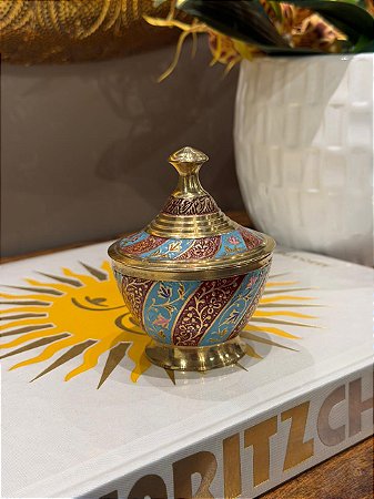 Pote - Latão - Dourado - Azul e Vermelho