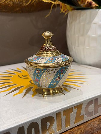 Pote - Latão - Dourado - Azul e Branco