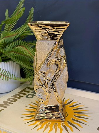 Vaso - Cerâmica - Dourado - 24CM