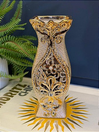 Vaso - Cerâmica - Dourado - 24CM