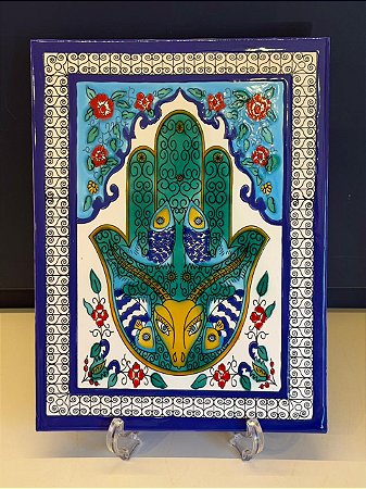 Quadro Azulejo - Tunísia - Colorido - Sem Moldura - 33CM