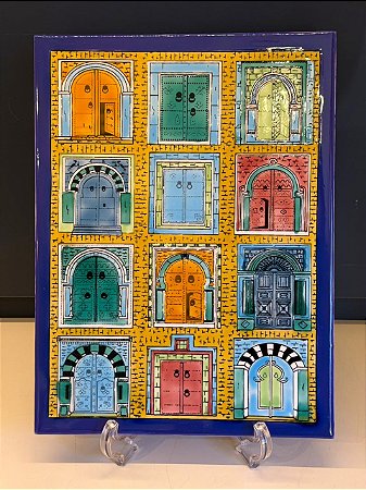 Quadro Azulejo - Tunísia - Colorido - Sem Moldura - 33CM