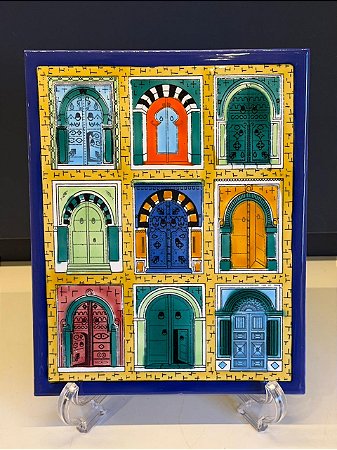 Quadro Azulejo - Tunísia - Sem Moldura - Colorido - 25CM