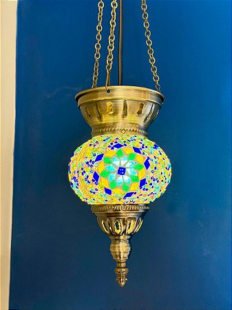 Luminária de Teto Turca - Azul e Verde