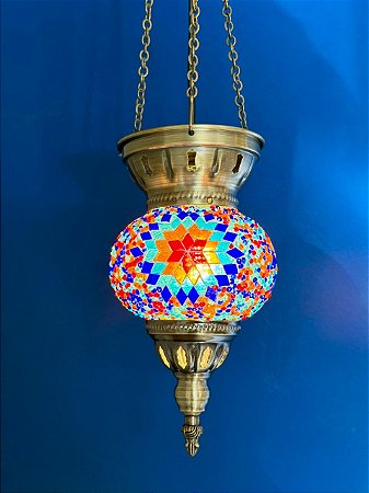 Luminária de Teto Turca - Vermelho e Colorido