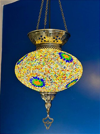Luminária de Teto Turca Grande - Amarelo e Colorido