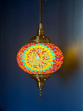 Luminária de Teto Turca Vermelho e Amarelo G