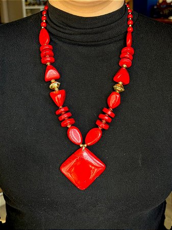 Colar - Resina - Vermelho