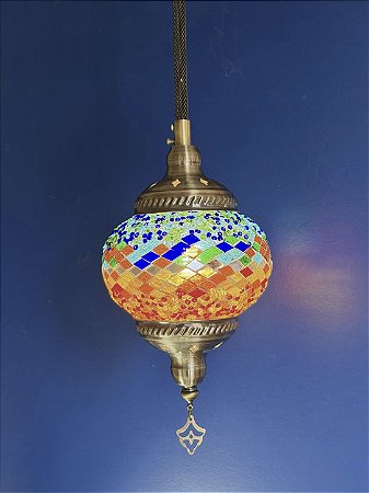 Luminária de teto turca M - Laranja e Azul