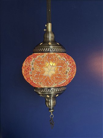 Luminária de teto turca M - Vermelho e Laranja