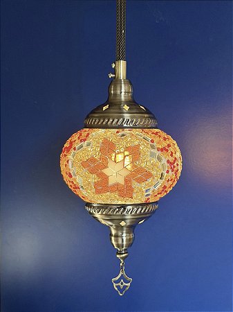 Luminária de teto turca M - Laranja e Vermelho