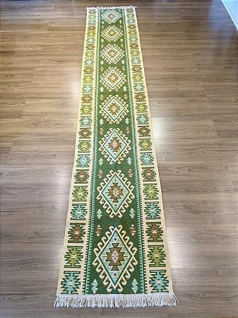 Tapete - Passadeira - Dupla Face - Turco Verde - 0,80 X 4,00MT