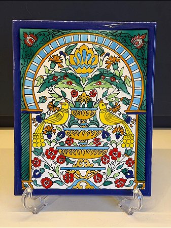 Quadro Azulejo - Tunísia - Sem Moldura - Colorido - 25CM