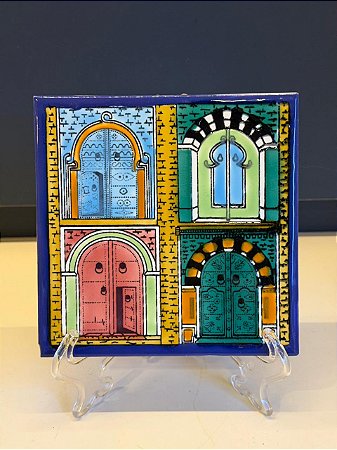 Quadro Azulejo - Tunísia - Sem Moldura - Colorido - 15CM