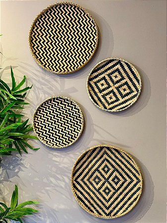 Kit Mandala Decorativa - Palha - Preto