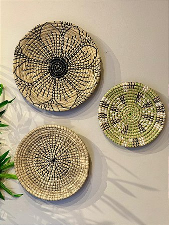 Kit Mandala Decorativa - Palha - Verde e Preto