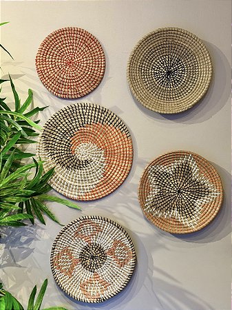 Kit Mandala Decorativa - Palha - Laranja e Preto