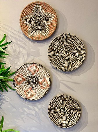 Kit Mandala Decorativa - Palha - Laranja e Preto