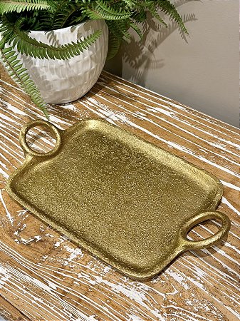 Bandeja - Resina - Dourado - 34CM