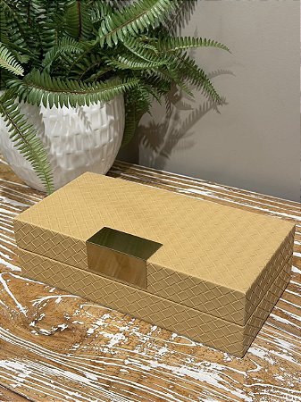 Caixa Decorativa - PU - Bege - 13X26cm
