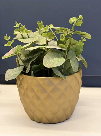 Cachepot em Ceramica - Dourado Fosco - 14CM