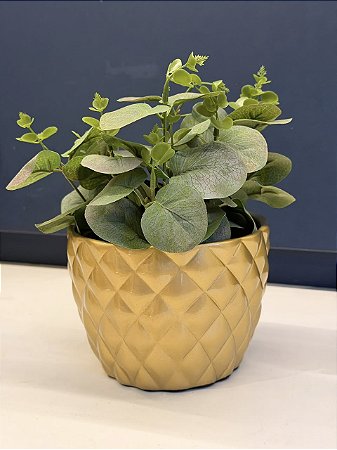 Cachepot em Ceramica - Dourado - 14CM