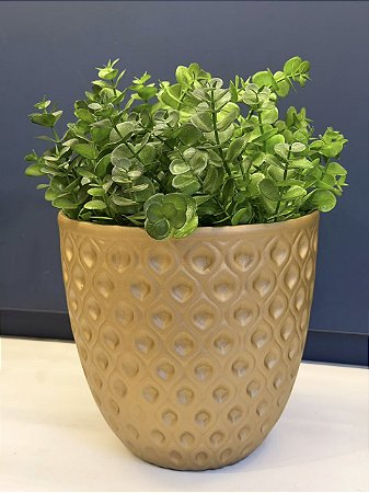 Cachepot em Ceramica - Dourado Fosco - 20CM
