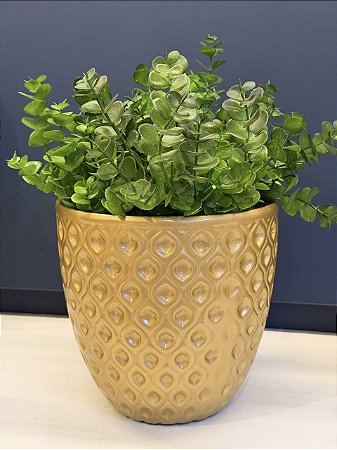 Cachepot em Ceramica - Dourado - 20CM