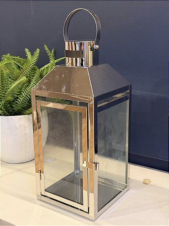 Lanterna - Metal - Prata - 36cm
