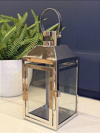 Lanterna - Metal - Prata - 27cm