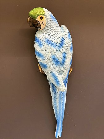 Escultura de Parede - Arara - Decorativa - Resina - Azul e Verde - 33CM