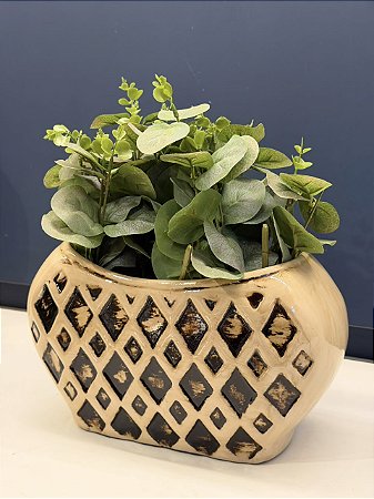 Cachepot em Cerâmica - Bege - 27CM
