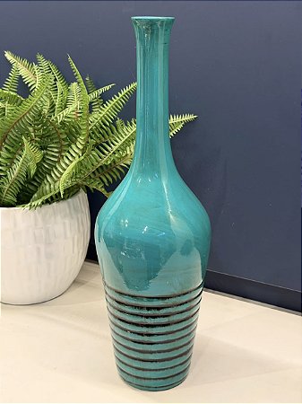 Vaso - Cerâmica - Turquesa - 40CM