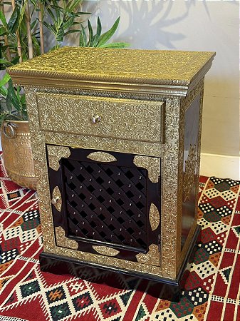 Mesa Gaveteiro - Madeira e Metal - Dourado