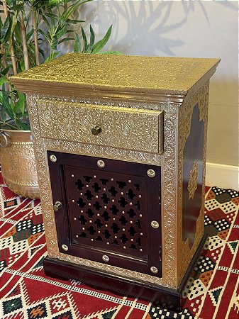 Mesa Gaveteiro - Madeira e Metal - Dourado