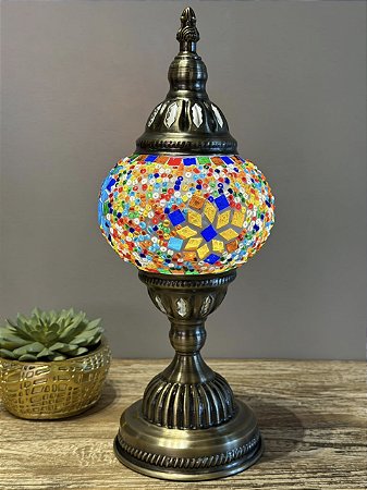 Luminária Turca Mosaico M - Sem Fio - Colorido