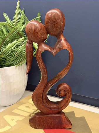 Escultura Decorativa - Casal - Madeira - 30CM