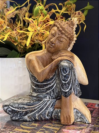 Buda - Madeira - Preto e Marrom - 20CM