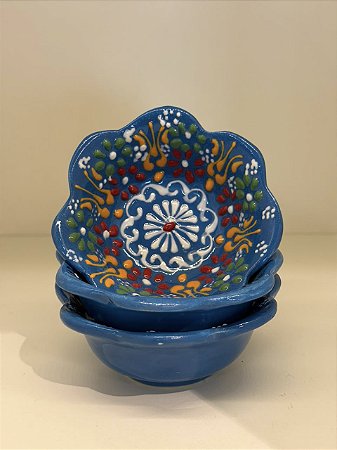 Bowl - Cerâmica - Turquia - Pintura Alto Relevo - Tamanho Pequeno - Azul e Colorido