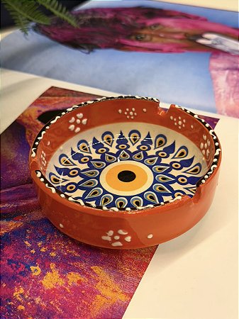 Cinzeiro Turco - Pintado á mão - Laranja
