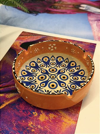 Cinzeiro Turco - Pintado á mão - Laranja