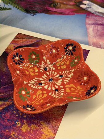 Cinzeiro Turco - Laranja Escuro - Cerâmica - Pintado á mão
